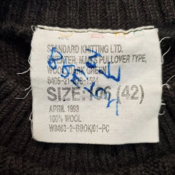 Military Sweater Men's 42 Green 100% Wool Pullover Commando Vintage Long Sleeve - Picture 5 of 15